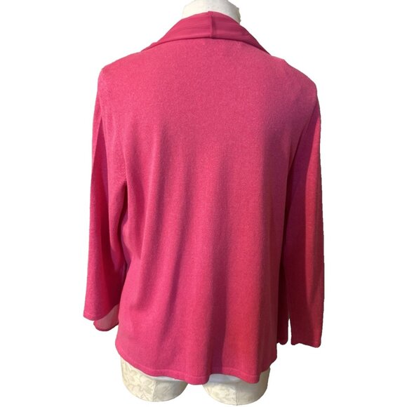 Kasper Cardigan Jacket L Large Pink Lightweight Ruffled - Picture 9 of 15